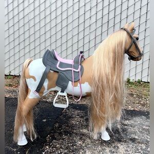 Toy Horse Pinto 20" Trail Riding Horse for 18" Dolls play with hair